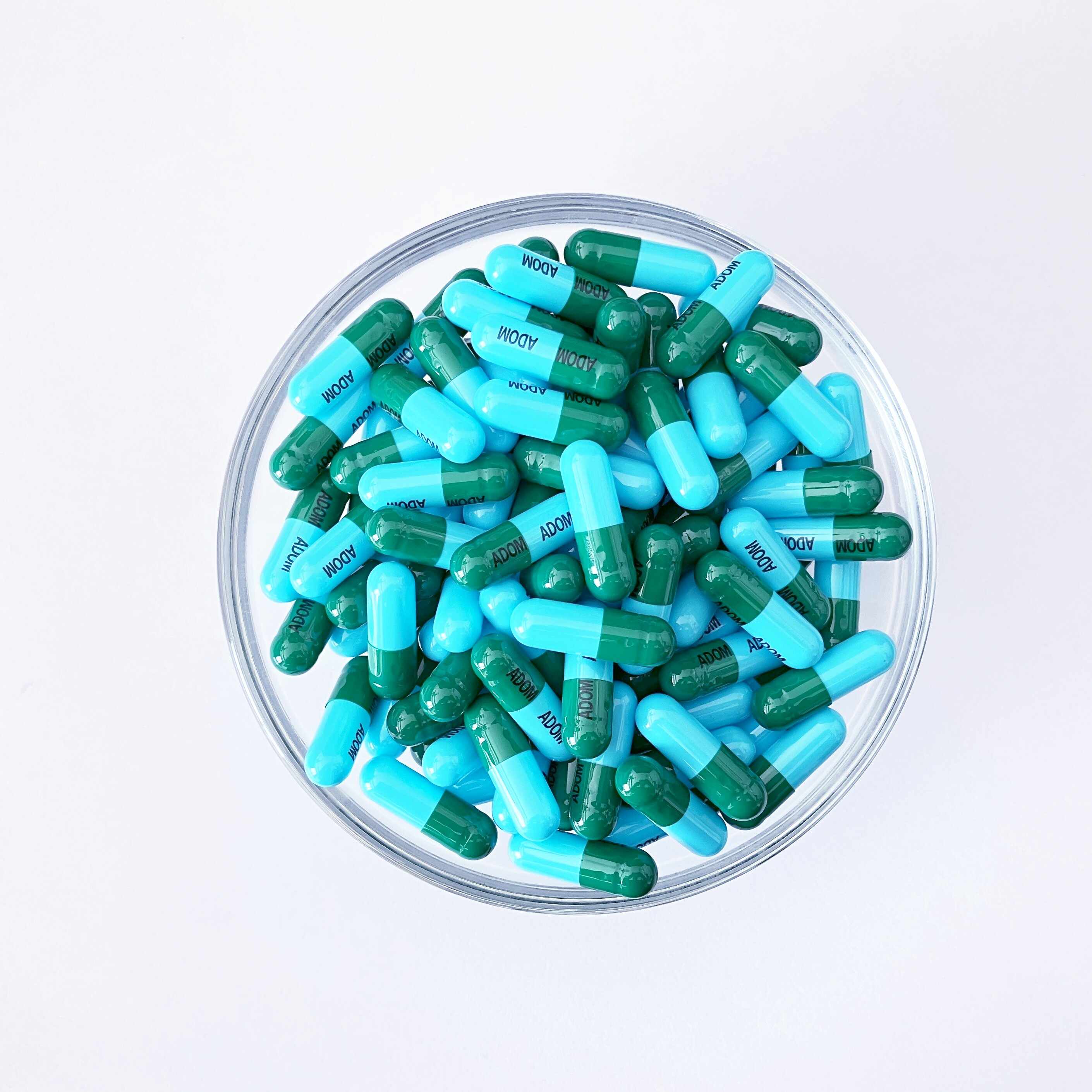 Size 0 Dark Green/Light Blue Gelatin Empty Hard Capsule