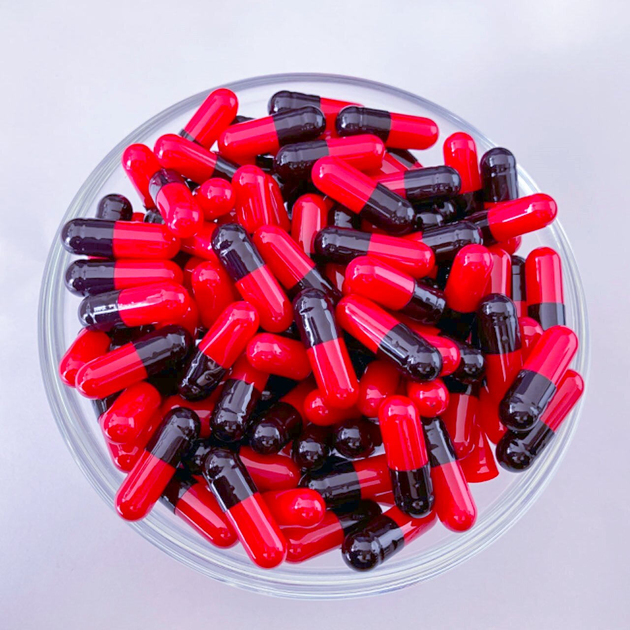 Size 0 Black/Red Gelatin Empty Hard Capsule