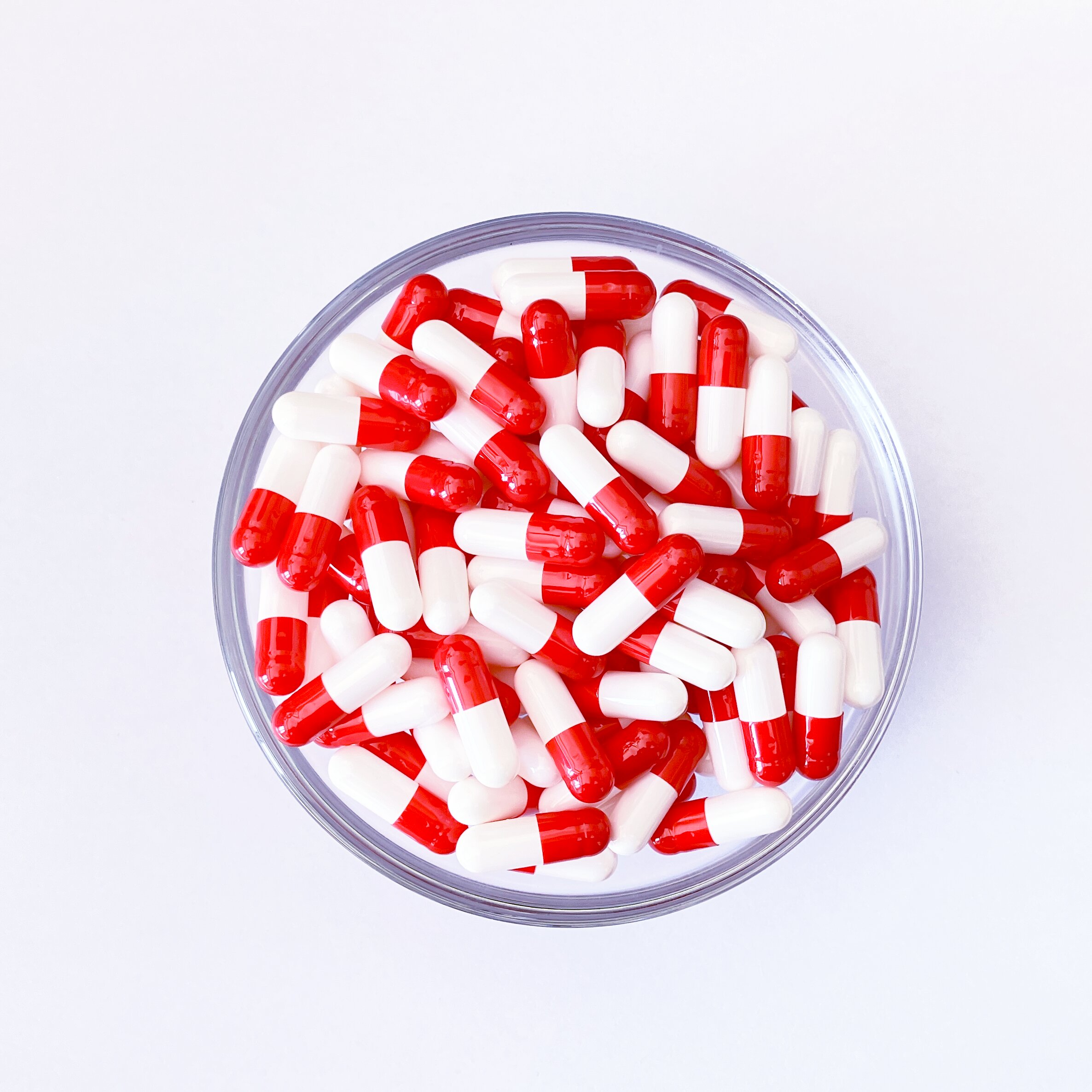 Size 0 Red/White Gelatin Empty Hard Capsule