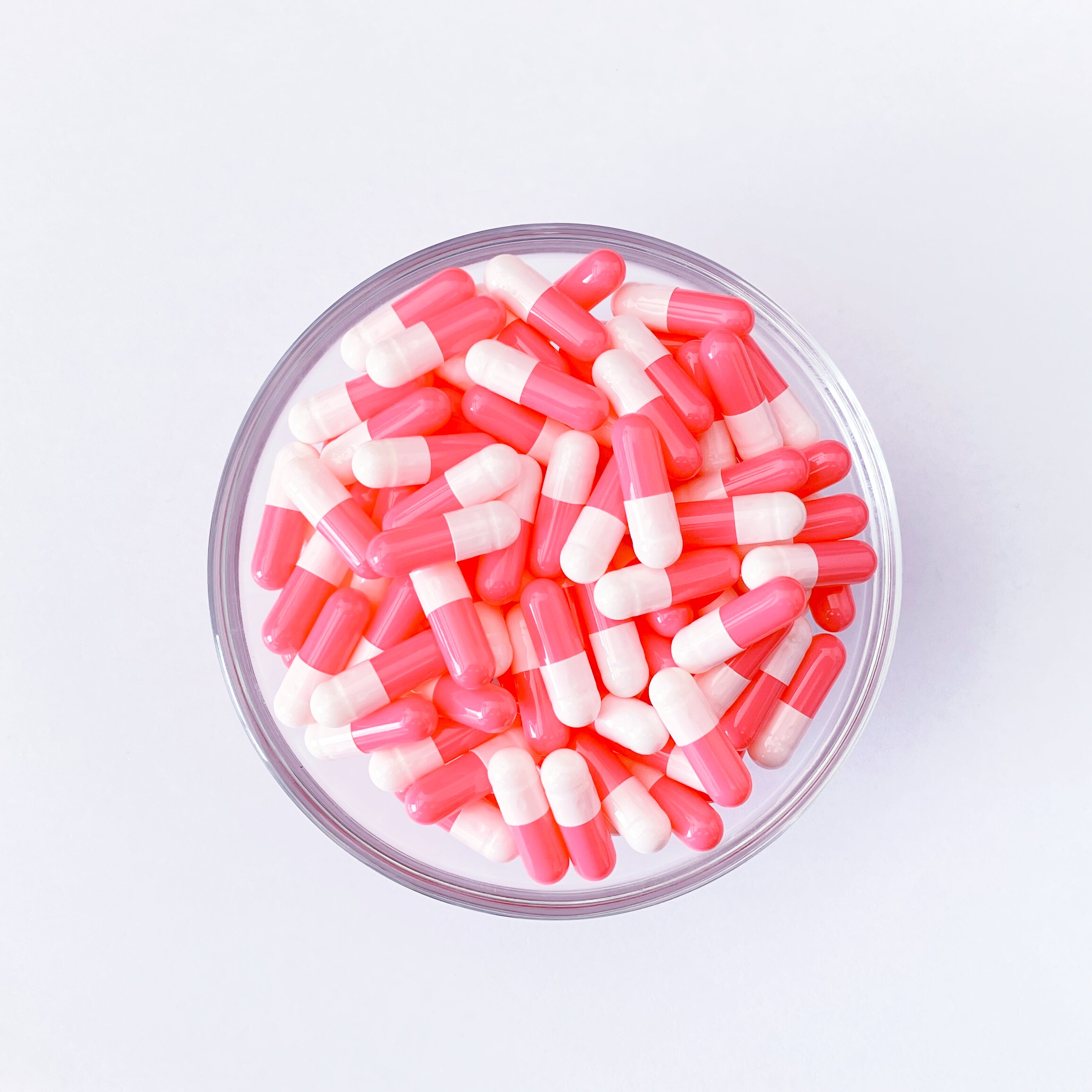 Size 0 White/Pink Gelatin Empty Hard Capsule