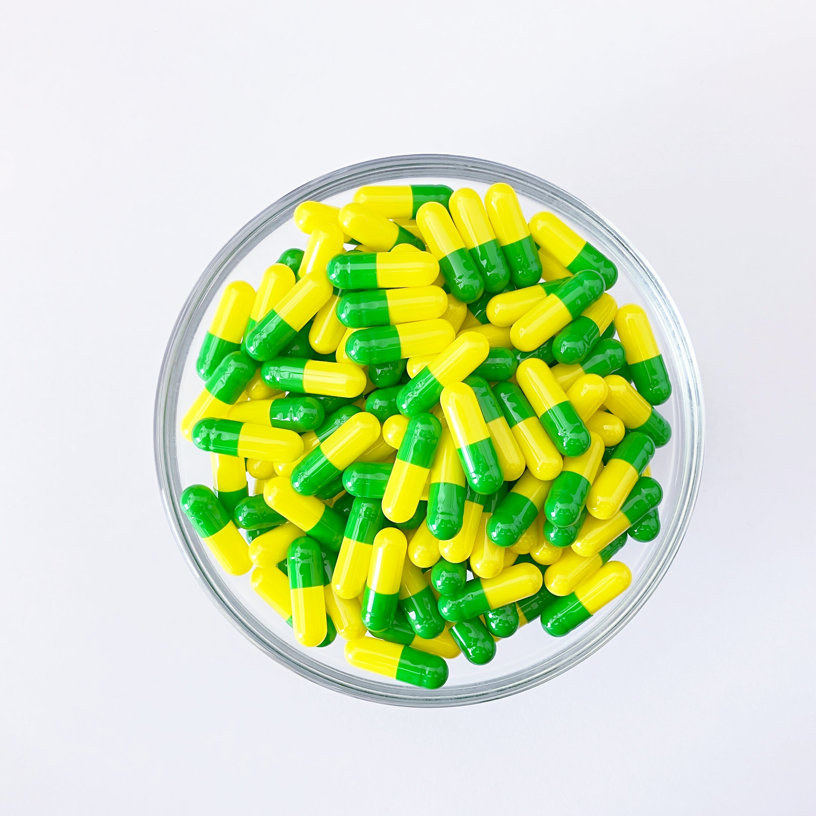 Size 1 Green/Yellow Gelatin Empty Hard Capsule