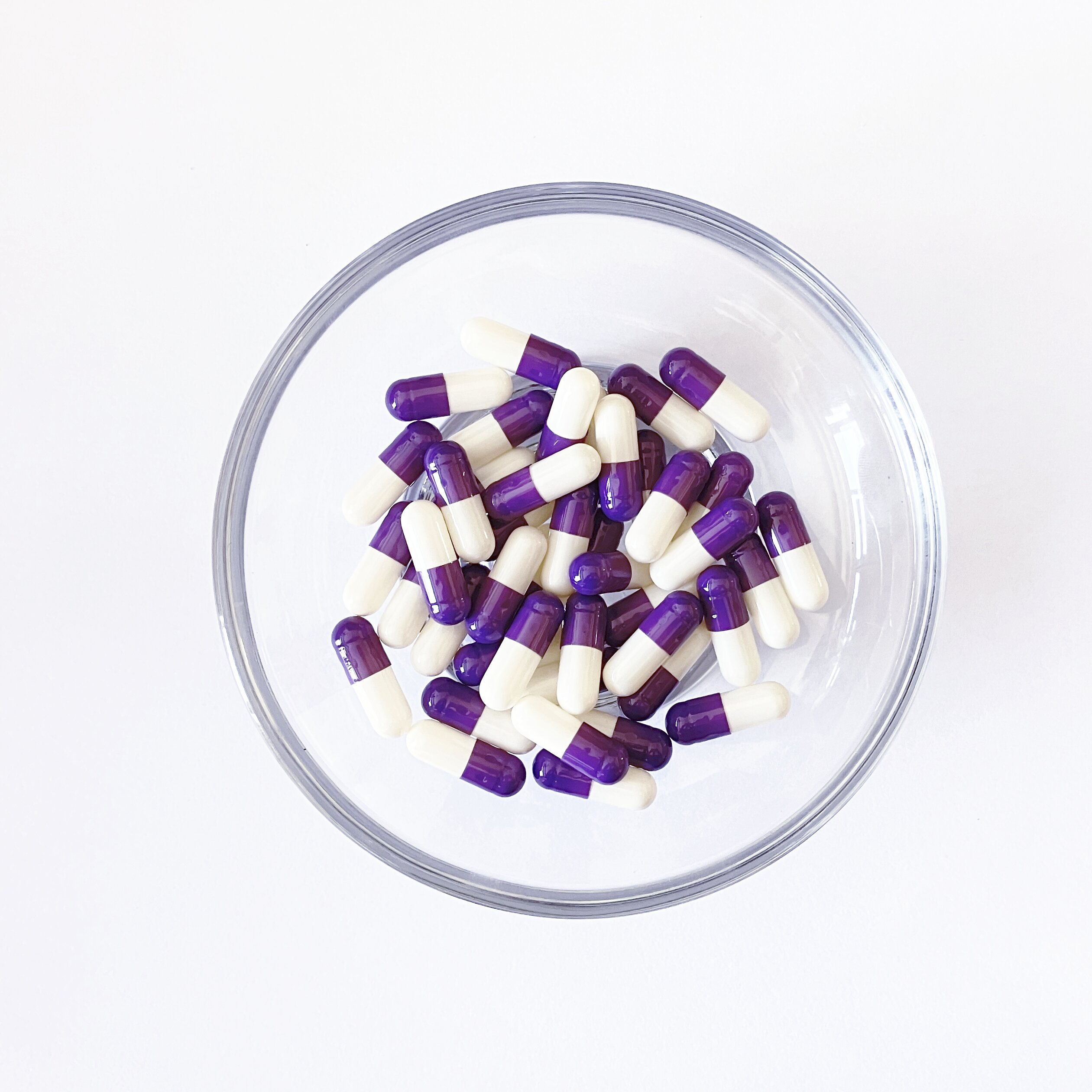 Size 1 Purple/White Gelatin Empty Hard Capsule